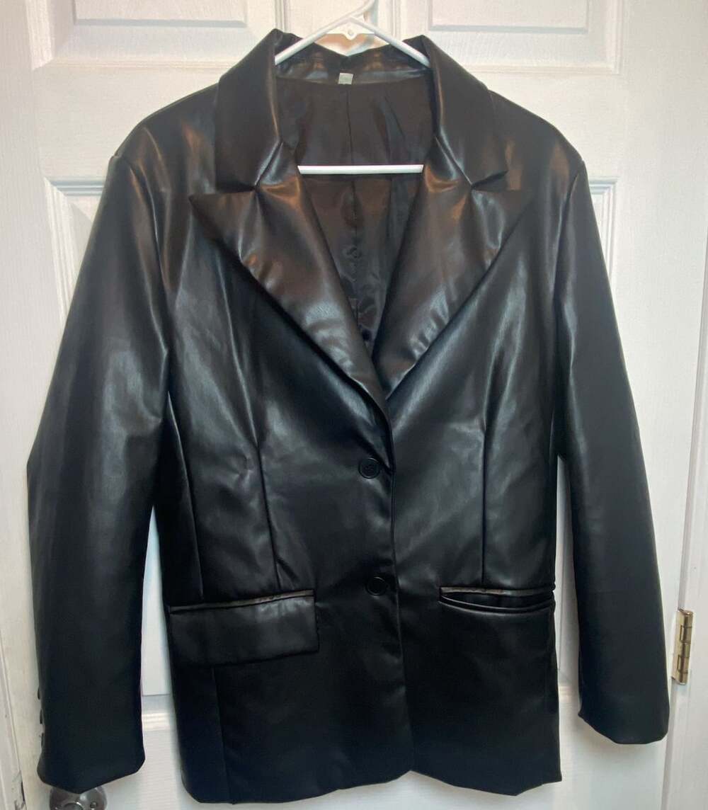 Faux Leather Blazer,Shein Size S Black